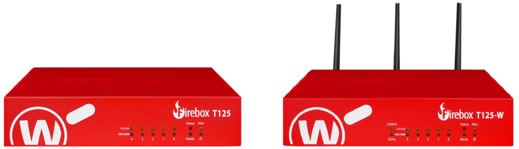 WatchGuard Firebox T125（左）とT125-W（右）の製品写真